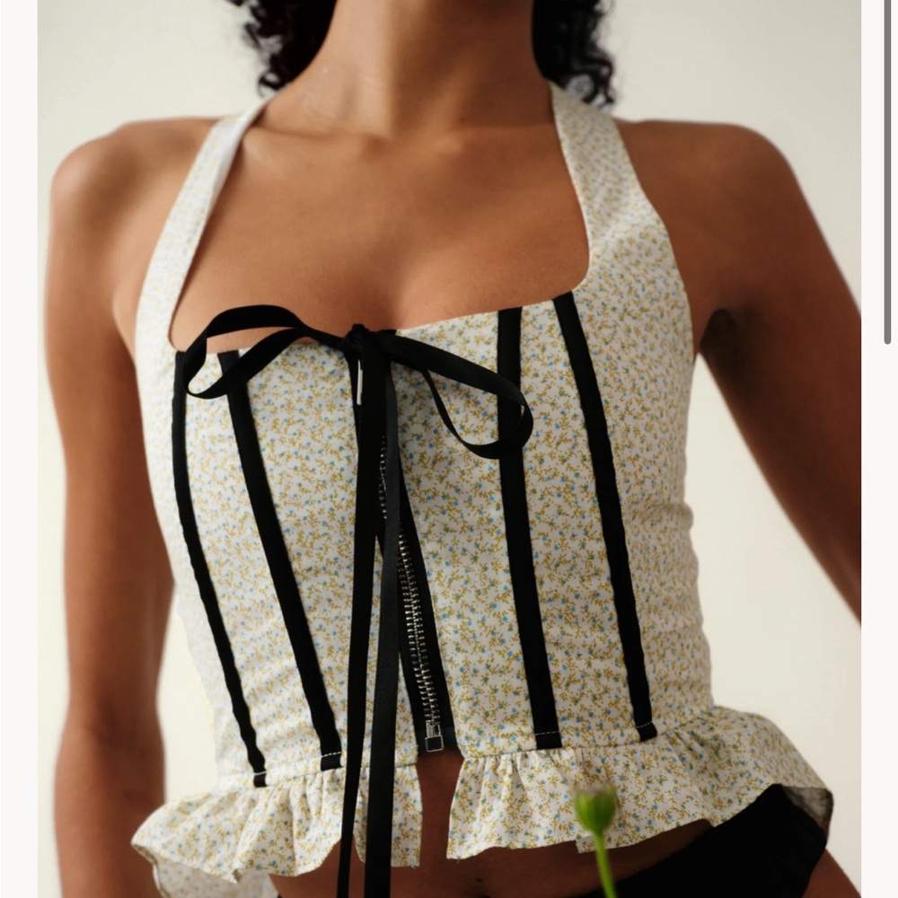 Allina Liu Floral Bustier Top